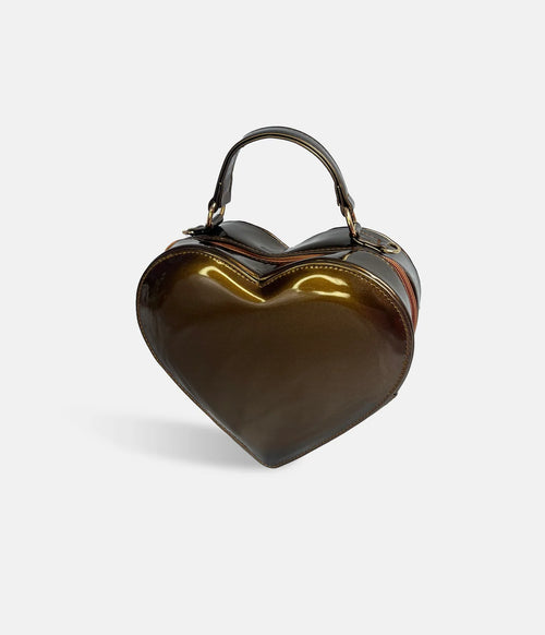 BROWN HEART CROSS-BODY BAG