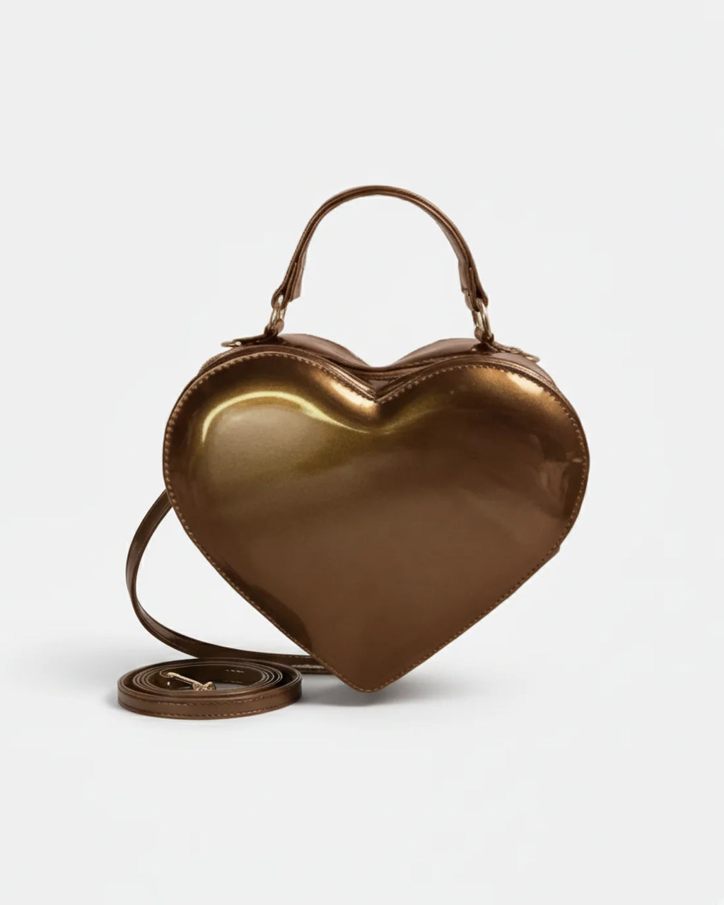 BROWN HEART CROSS-BODY BAG